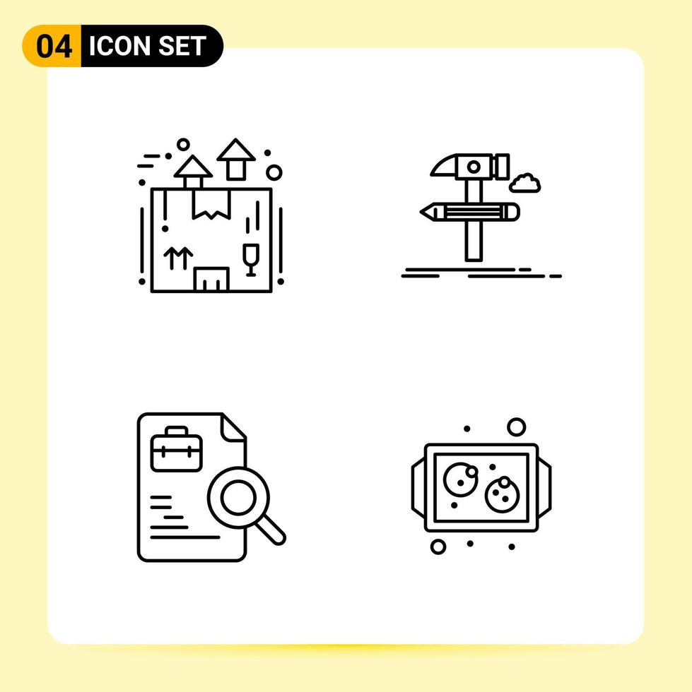 4 Creative Icons for Modern website design and responsive mobile apps 4 Outline Symbols Signs on White Background 4 Icon Pack vector