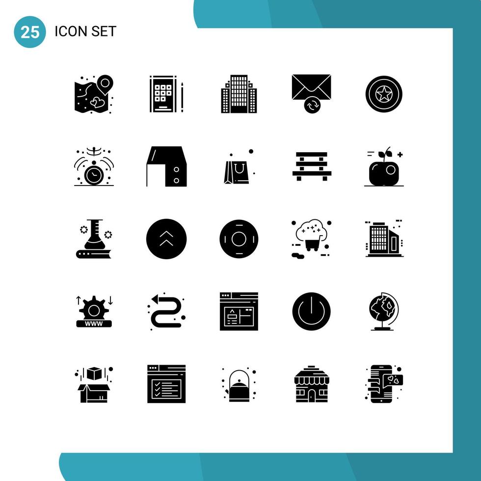 25 Solid Glyph concept for Websites Mobile and Apps independence day holiday address sync mail Editable Vector Design Elements