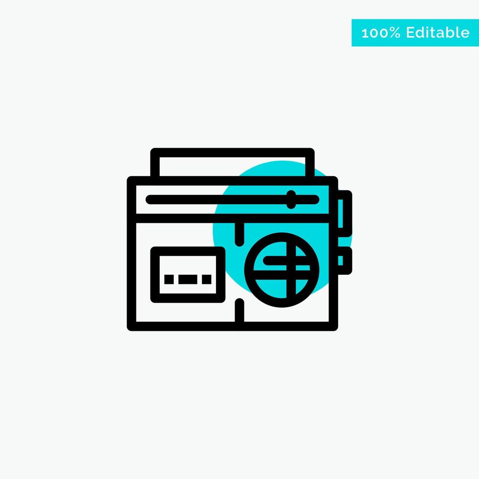 Tape Radio Music Media turquoise highlight circle point Vector icon