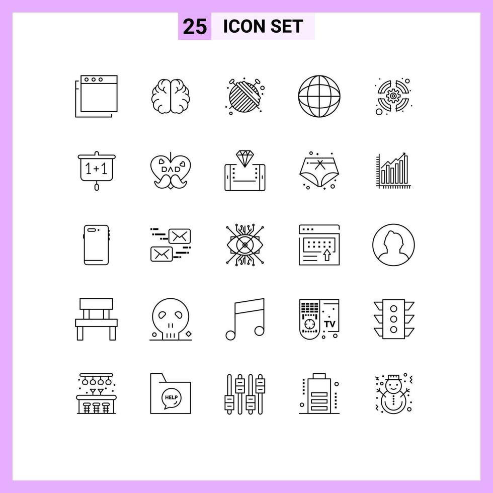 Mobile Interface Line Set of 25 Pictograms of support team seo fashion lifebuoy earth Editable Vector Design Elements