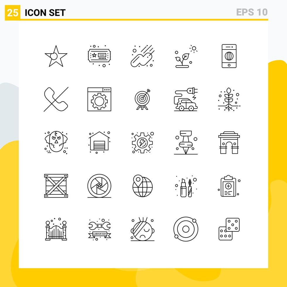 Pictogram Set of 25 Simple Lines of call internet sputnik electronics sun Editable Vector Design Elements