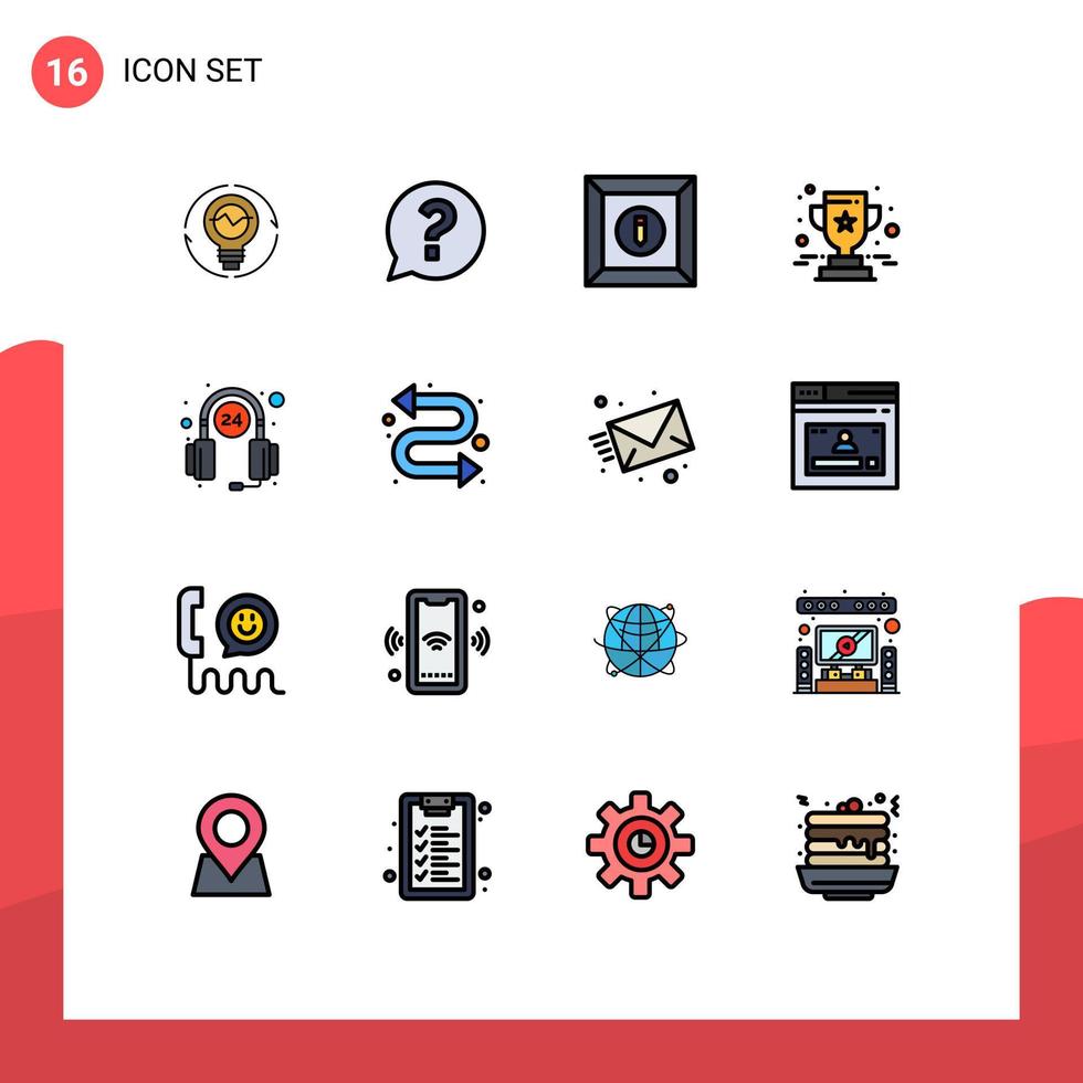 conjunto de pictogramas de 16 líneas simples llenas de color plano de logro de marca de premio estrella editar elementos de diseño de vector creativo editable