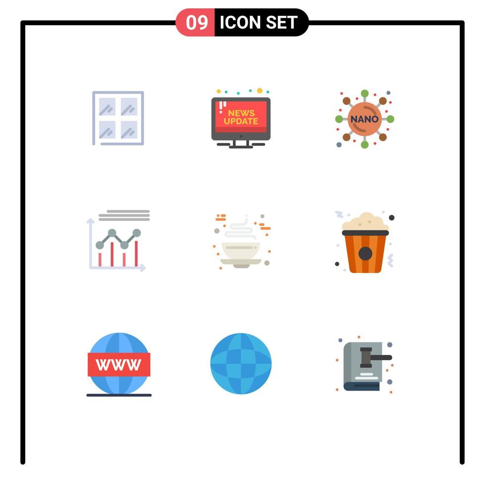 Modern Set of 9 Flat Colors and symbols such as coffee line chemistry growth chart Editable Vector Design Elements