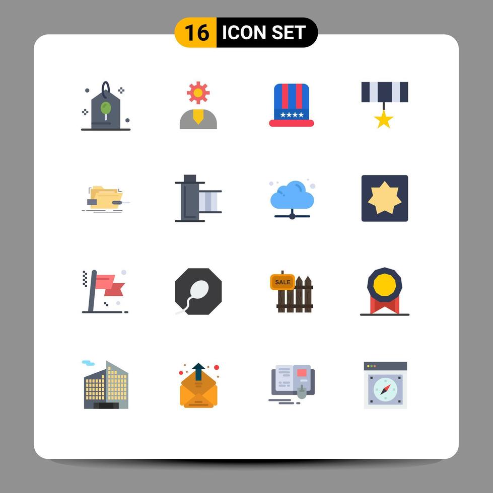 conjunto de 16 iconos de interfaz de usuario modernos signos de símbolos para el premio de soporte de placa de caja paquete editable de elementos de diseño de vectores creativos de EE. UU.