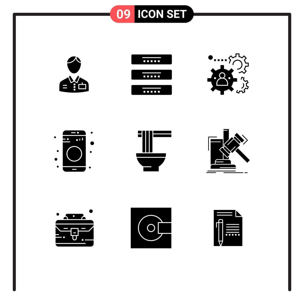 9 Universal Solid Glyph Signs Symbols of share bluetooth furniture teamwork production Editable Vector Design Elements