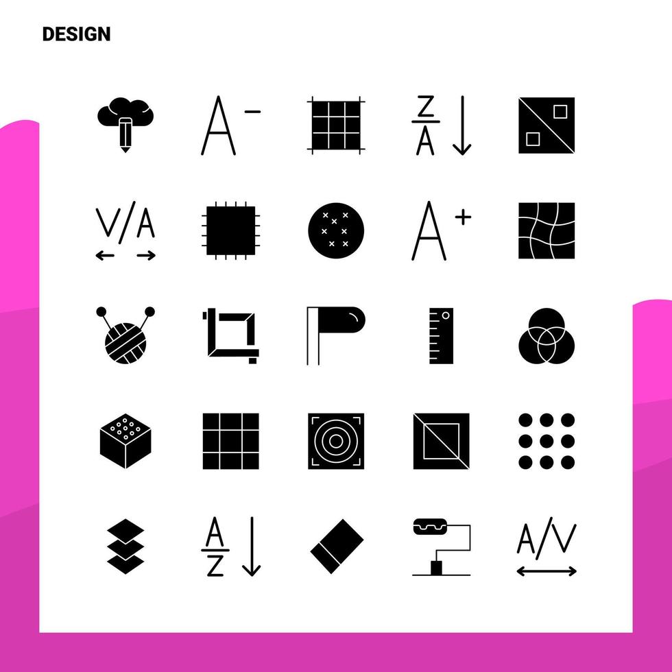 25 conjunto de iconos de diseño. plantilla de ilustración de vector de icono de glifo sólido para web y móvil. ideas para empresa de negocios.