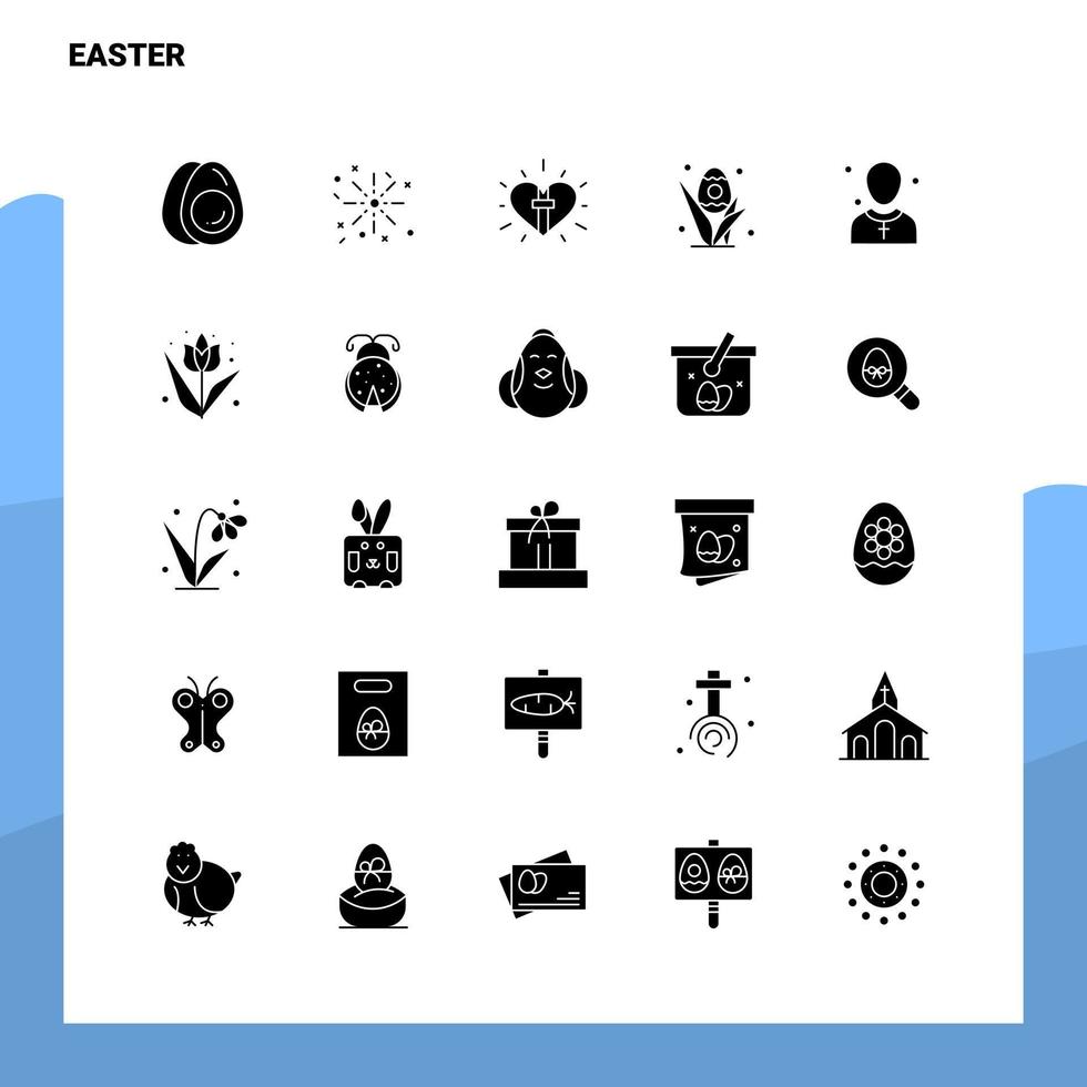 25 conjunto de iconos de pascua plantilla de ilustración de vector de icono de glifo sólido para ideas web y móviles para empresa comercial