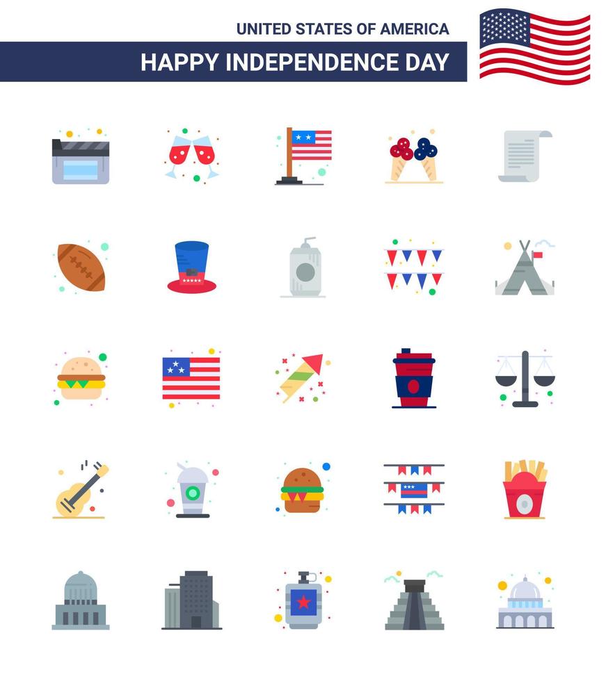 Happy Independence Day 25 Flats Icon Pack for Web and Print usa text international file cream Editable USA Day Vector Design Elements
