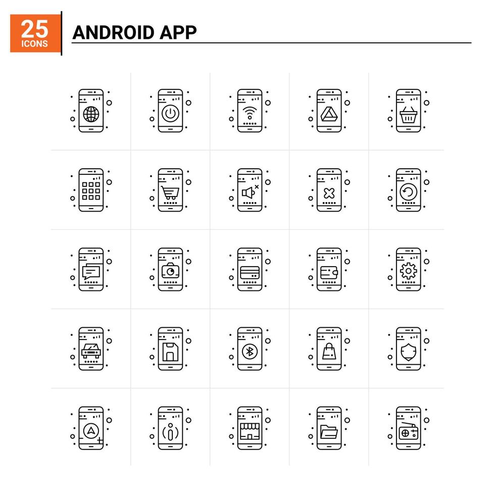 25 fondo de vector de conjunto de iconos de aplicaciones android