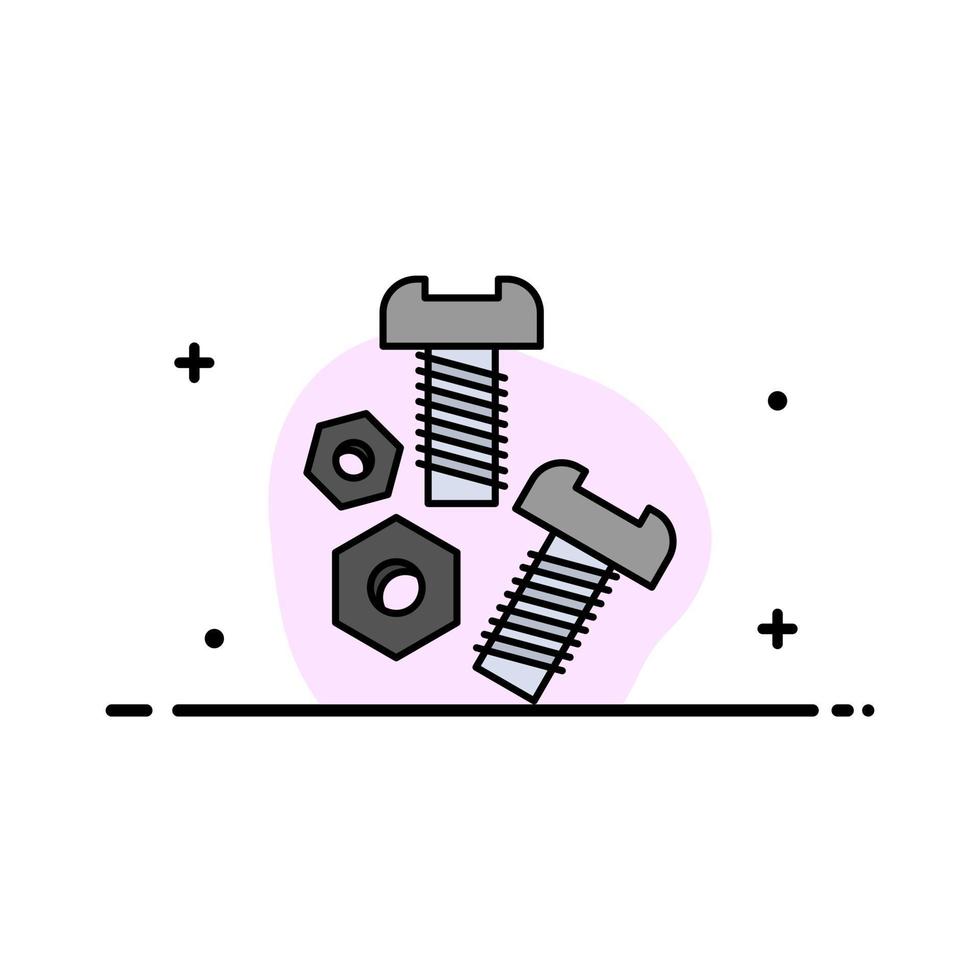 Bolt Nut Screw Tools  Business Flat Line Filled Icon Vector Banner Template