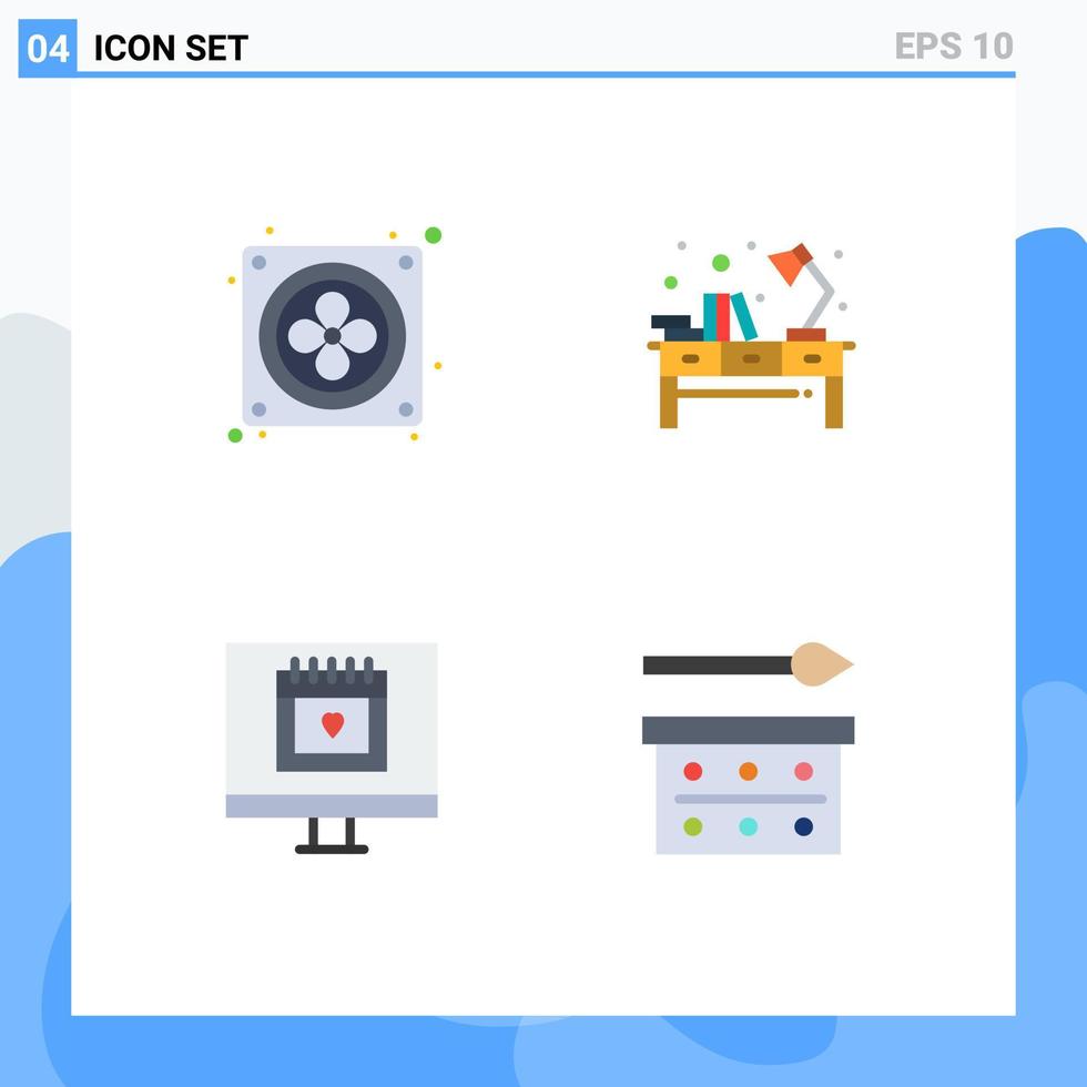 User Interface Pack of 4 Basic Flat Icons of computer heart desk office valentine Editable Vector Design Elements