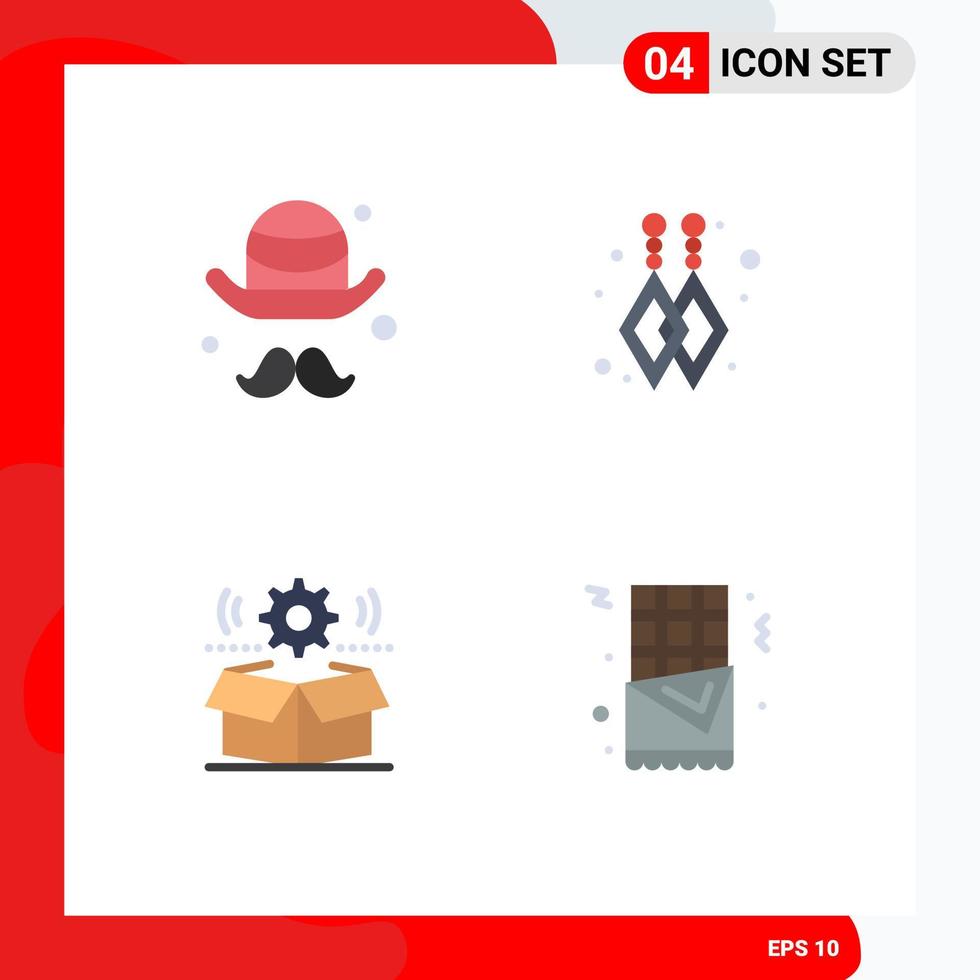 Modern Set of 4 Flat Icons and symbols such as avatar gear fathers box churro Editable Vector Design Elements