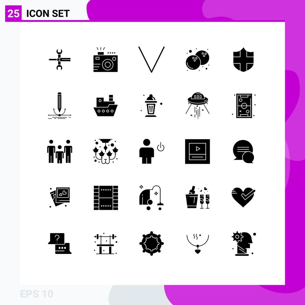 Solid Glyph Pack of 25 Universal Symbols of protection food photo coconut bottom Editable Vector Design Elements