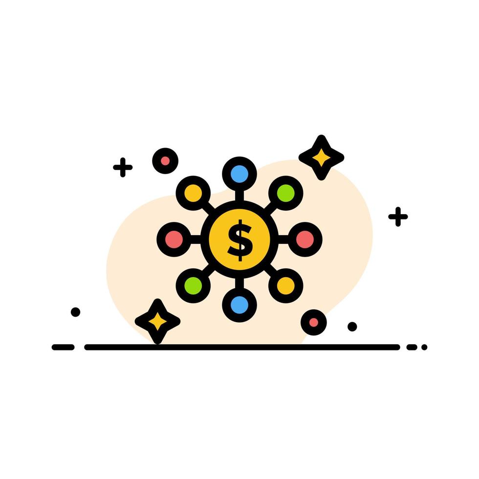 Dollar Share Network  Business Flat Line Filled Icon Vector Banner Template