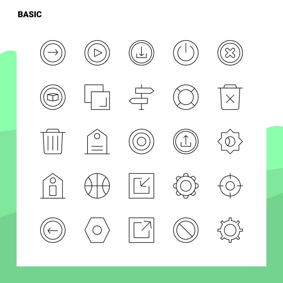 Set of Basic Line Icon set 25 Icons Vector Minimalism Style Design Black Icons Set Linear pictogram pack