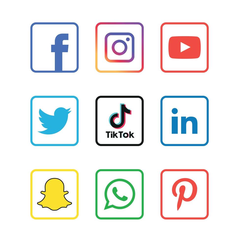 Social media icons set Logo Vector Illustrator