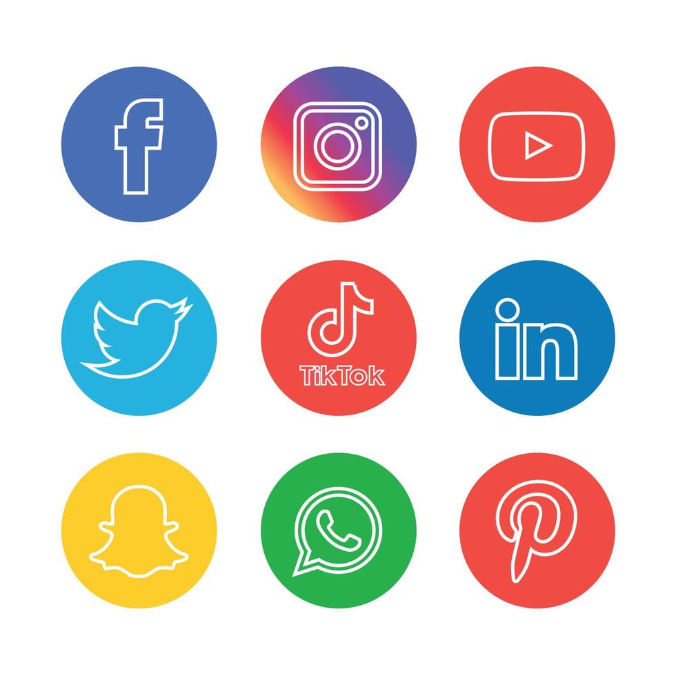 Social media icons set Logo Vector Illustrator