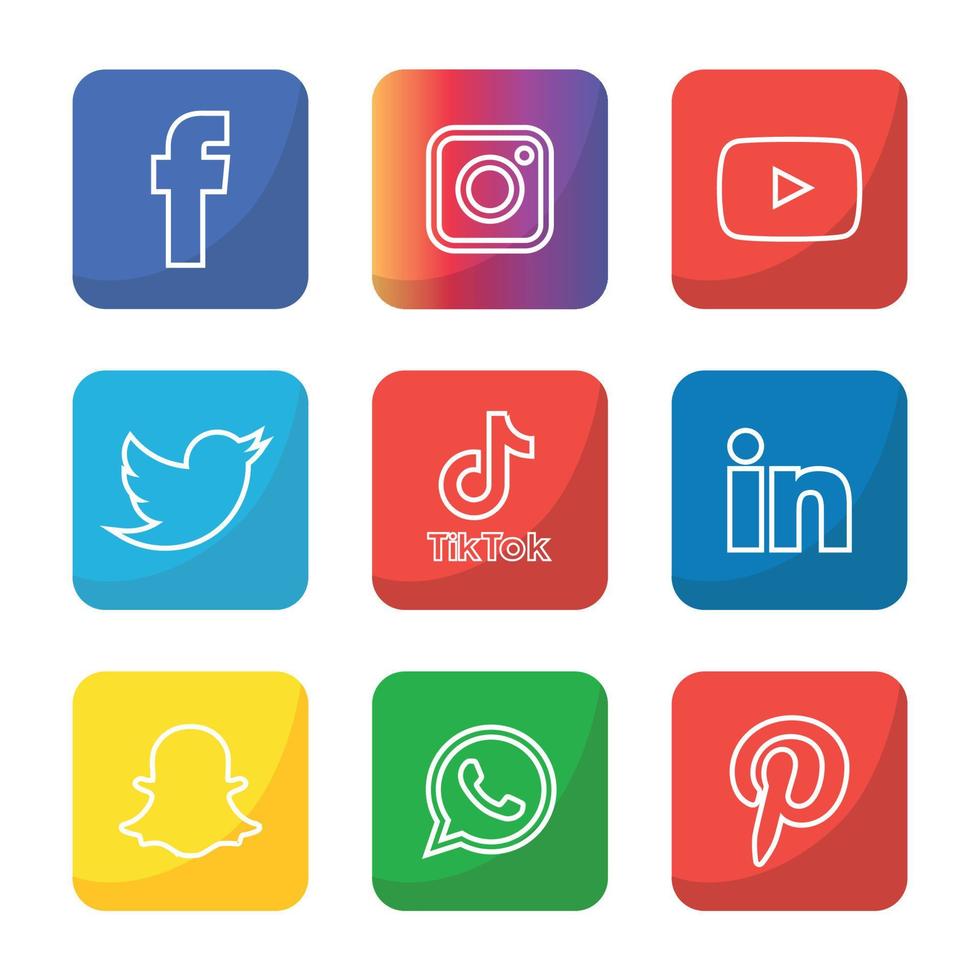 Social media icons set Logo Vector Illustrator