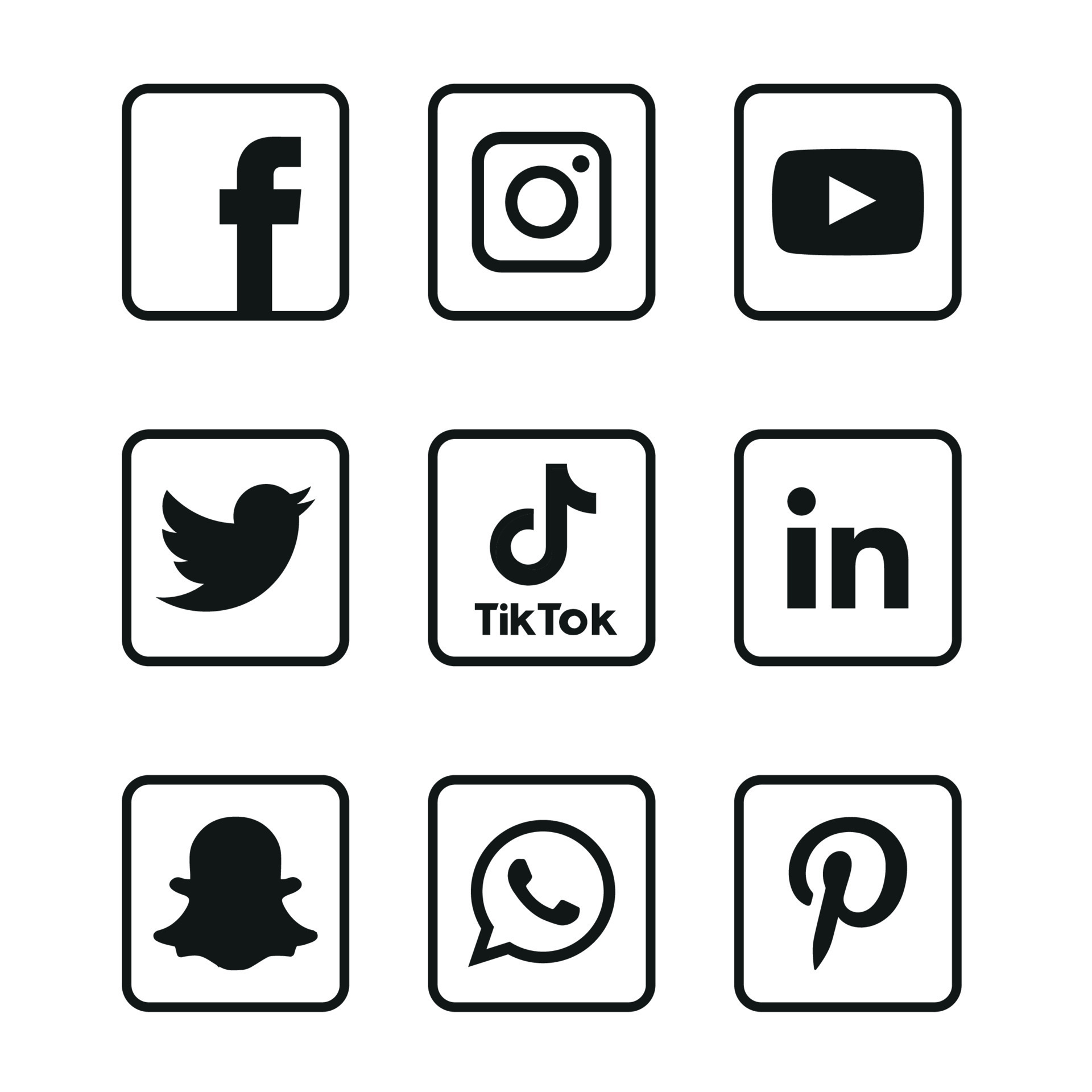 Black And White Social Media Icons Set Logo Vector Illustrator 14818787