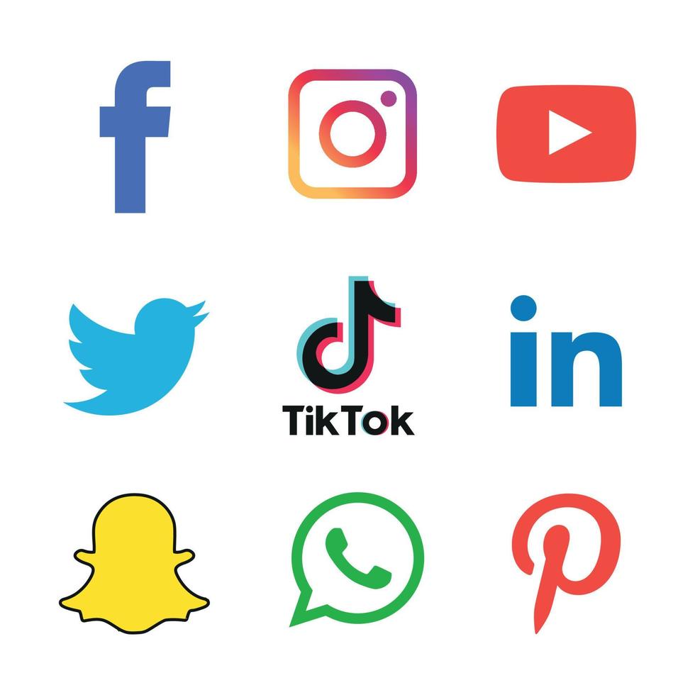 Social media icons set Logo Vector Illustrator