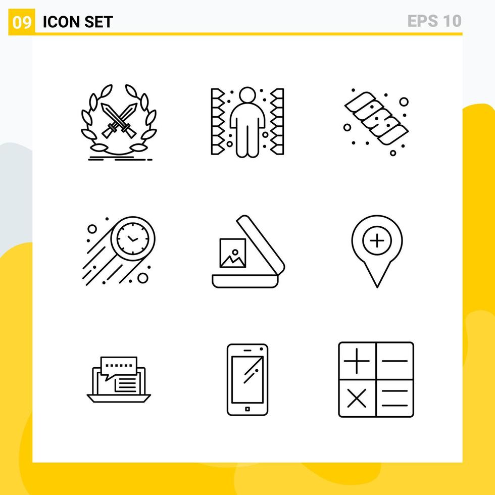 Collection of 9 Universal Line Icons Icon Set for Web and Mobile vector