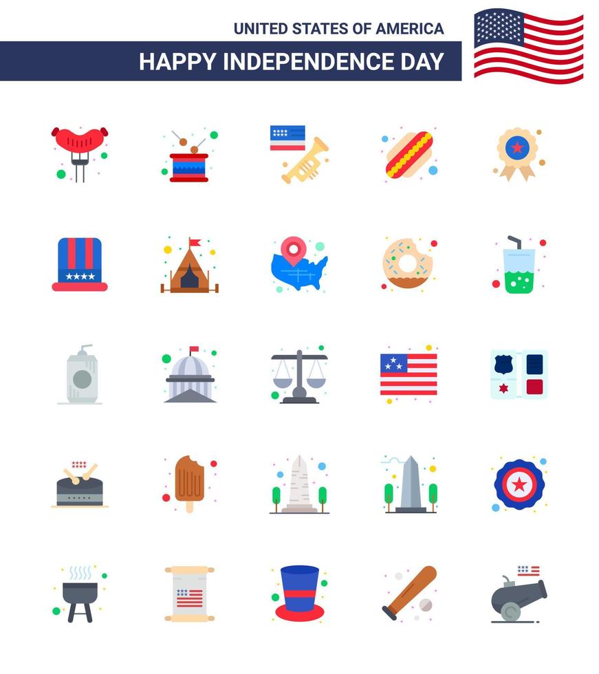 paquete grande de 25 estados unidos feliz día de la independencia estados unidos planos vectoriales y símbolos editables del día de la independencia bandera de vacaciones estados elementos de diseño vectorial del día de estados unidos editables americanos vector