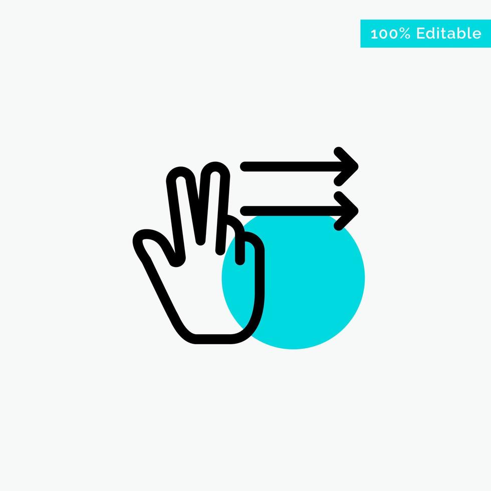 Fingers Gesture Right turquoise highlight circle point Vector icon