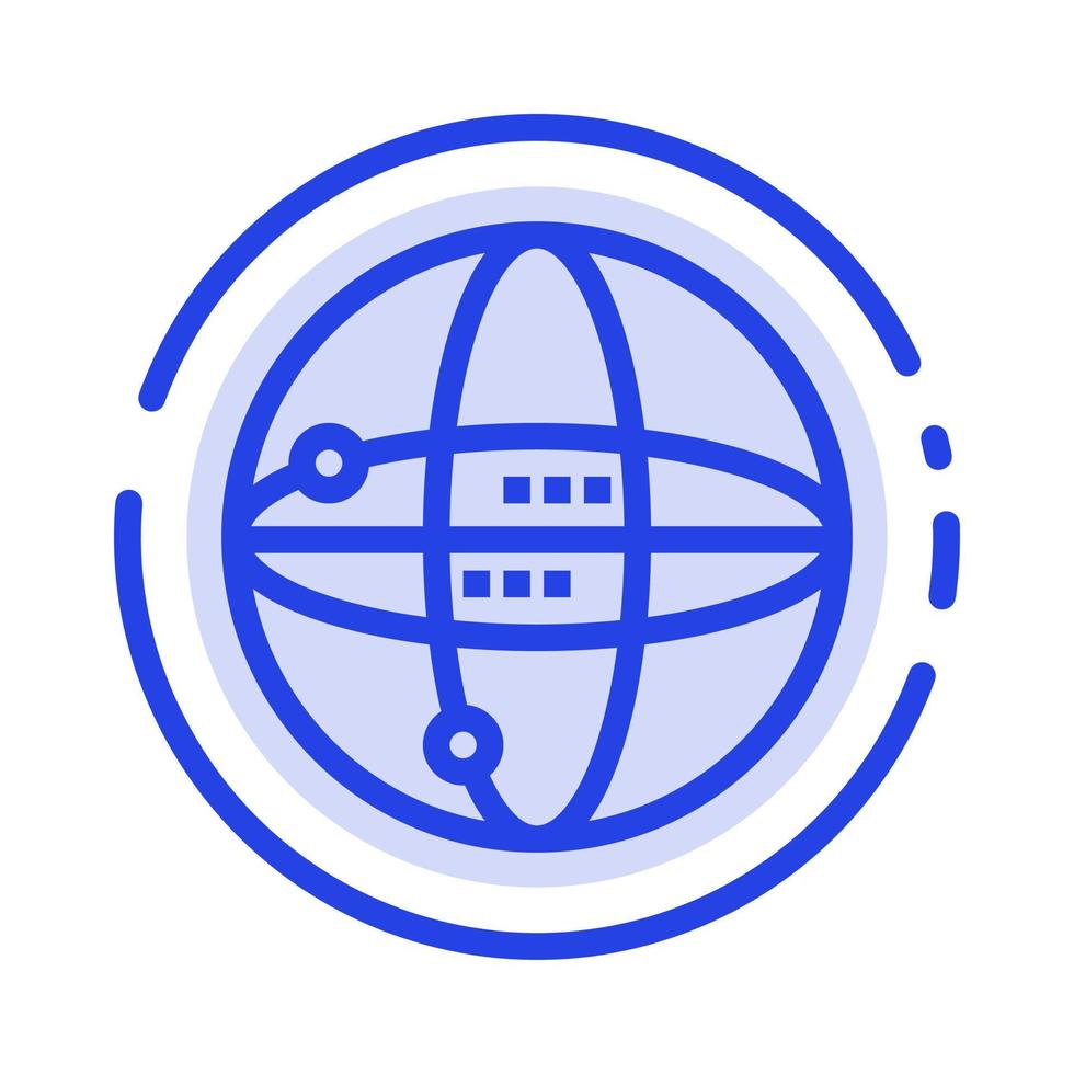 World Internet Computing Globe Blue Dotted Line Line Icon vector