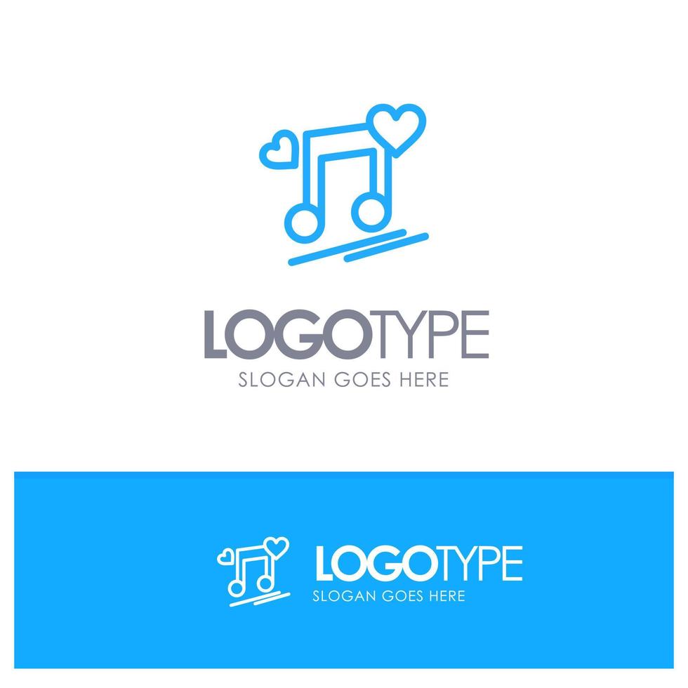Music Node Node Lyrics Love Song Blue Outline Logo Place for Tagline vector