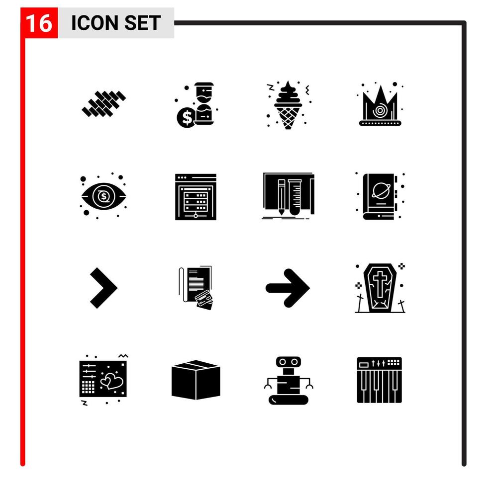 Universal Icon Symbols Group of 16 Modern Solid Glyphs of investment king cone gras best Editable Vector Design Elements