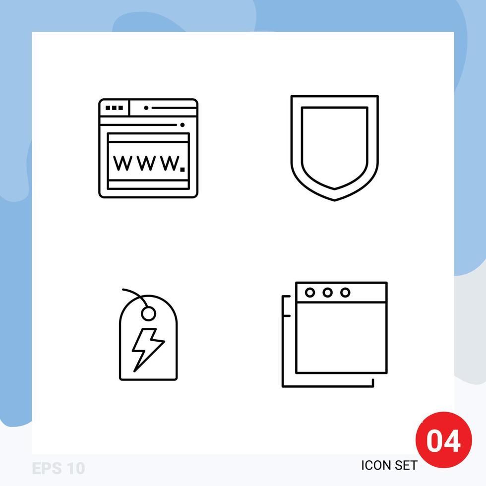 Group of 4 Filledline Flat Colors Signs and Symbols for seo energy protection tag mac Editable Vector Design Elements
