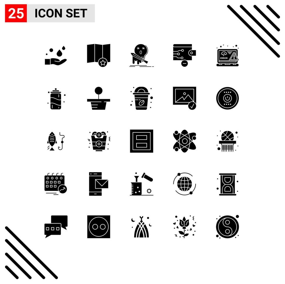 25 Universal Solid Glyphs Set for Web and Mobile Applications html coding frag wallet finance Editable Vector Design Elements