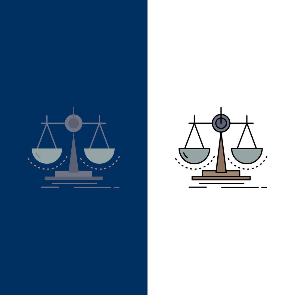 Balance decision justice law scale Flat Color Icon Vector