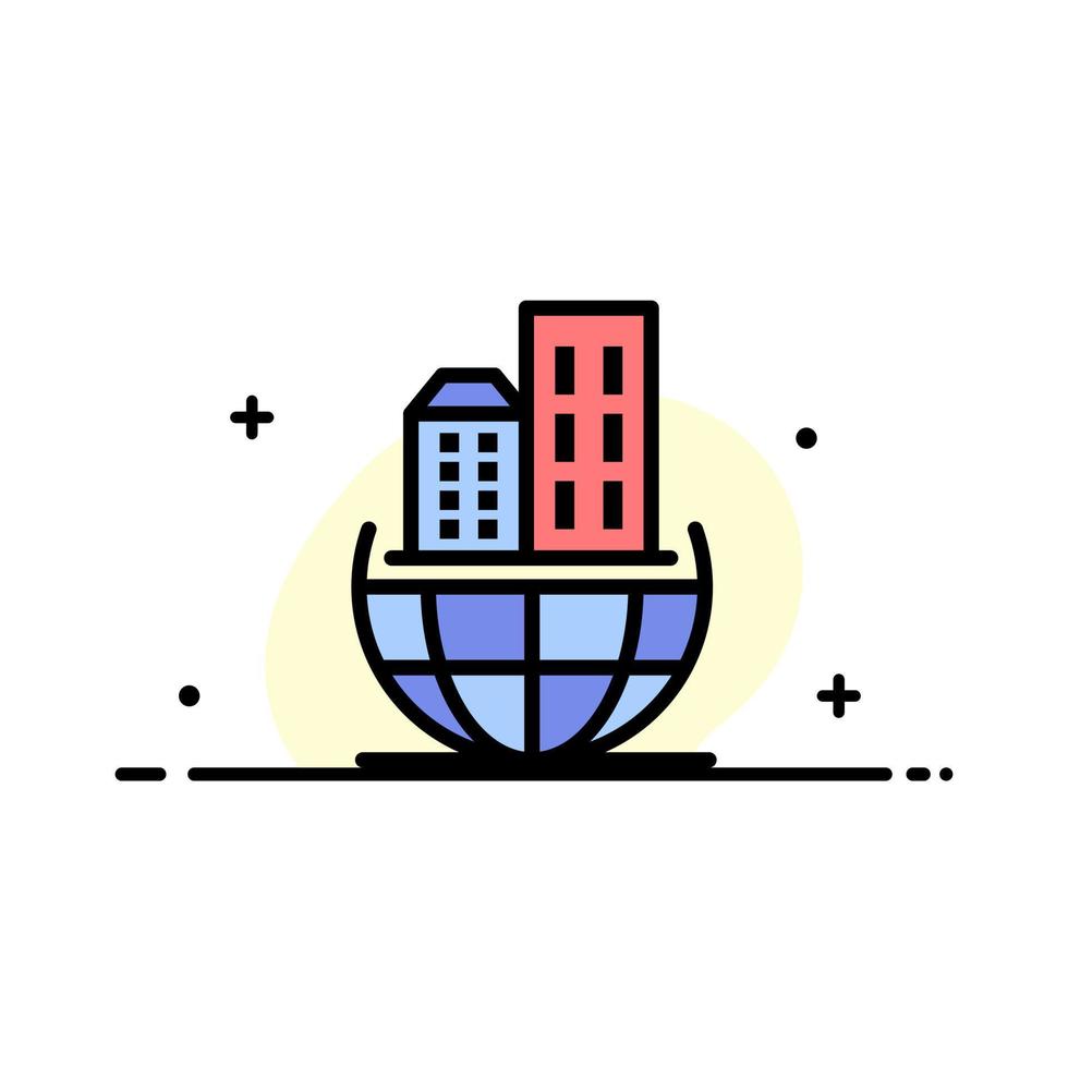 Global Organization Architecture Business Sustainable  Business Flat Line Filled Icon Vector Banner Template