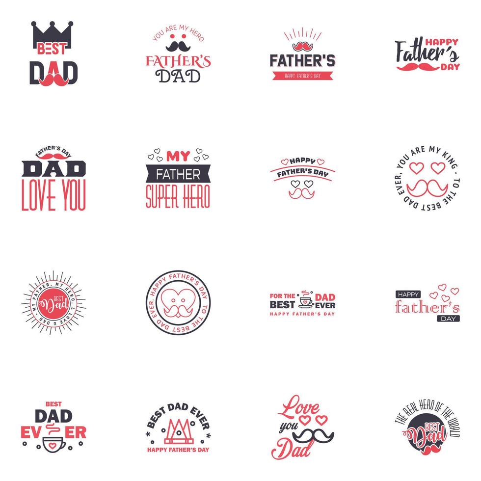 happy fathers day 16 Black and Pink text design Vector calligraphy Typography poster Usable as background Editable Vector Design Elements
