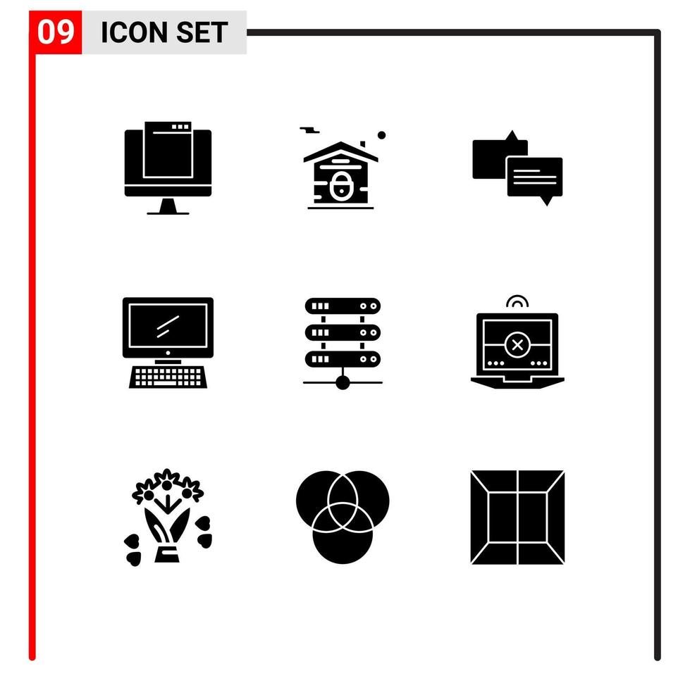 9 Universal Solid Glyphs Set for Web and Mobile Applications computing imac real estate device computer Editable Vector Design Elements