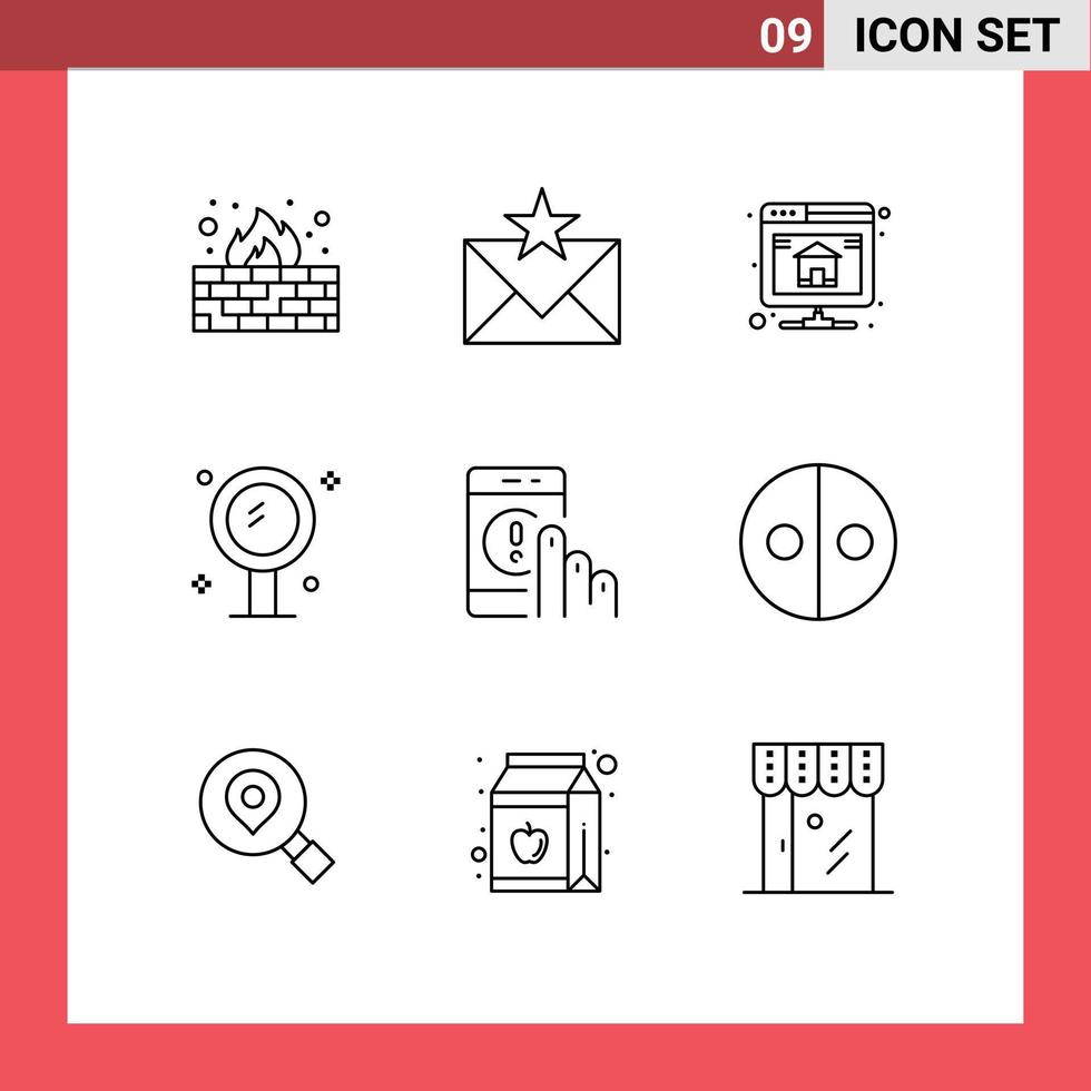 User Interface Pack of 9 Basic Outlines of reflection interior favorites beauty server Editable Vector Design Elements