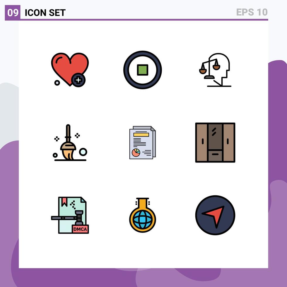 Set of 9 Modern UI Icons Symbols Signs for presentation layout human page cleaning Editable Vector Design Elements