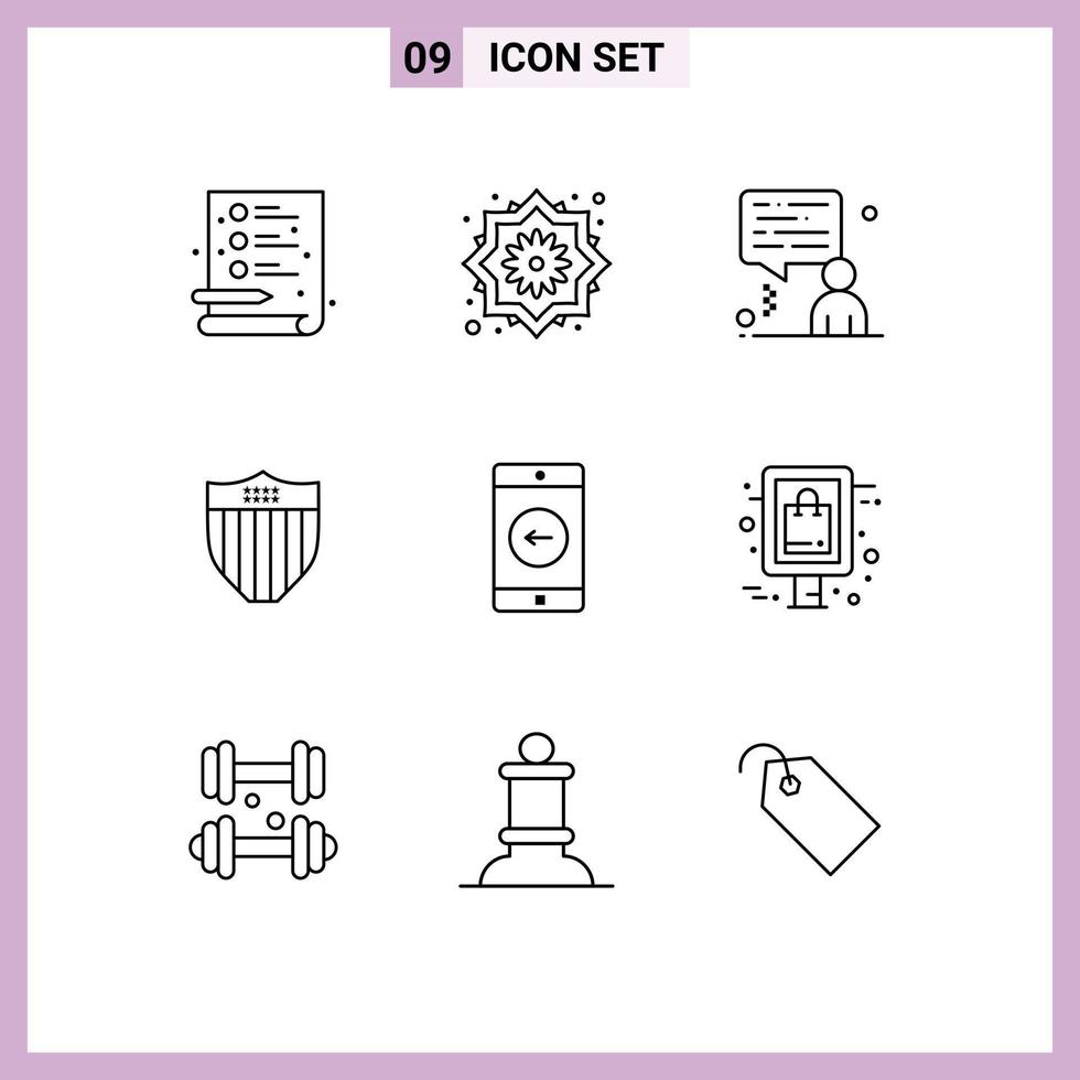 9 Thematic Vector Outlines and Editable Symbols of left mobile chat application seurity Editable Vector Design Elements