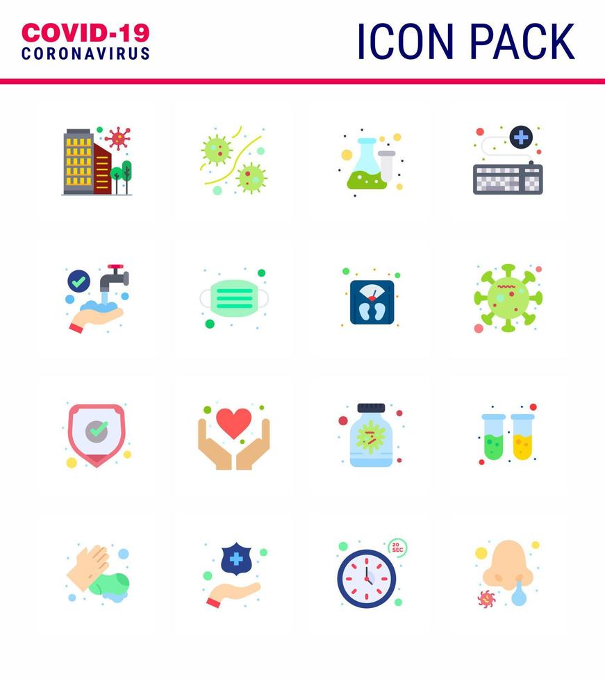 Coronavirus Prevention 25 icon Set Blue keyboard test microbe laboratory flask viral coronavirus 2019nov disease Vector Design Elements