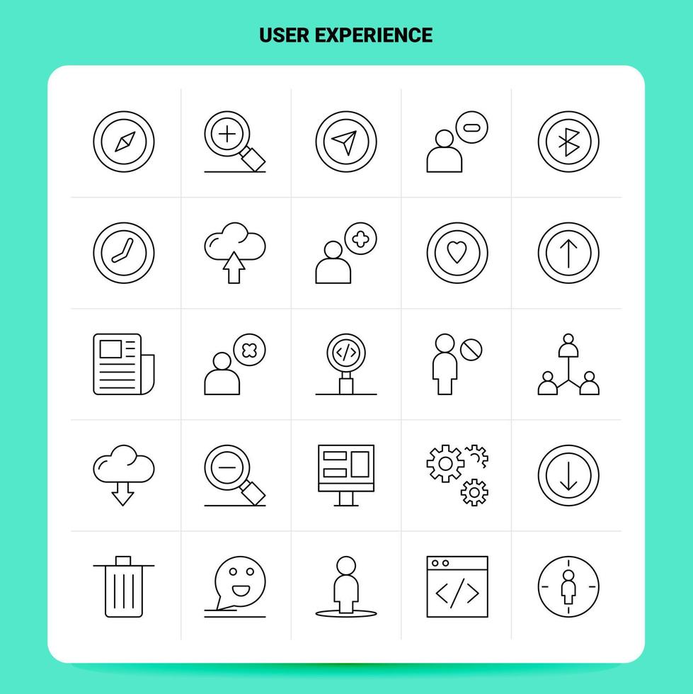 OutLine 25 User Experience Icon set Vector Line Style Design Black Icons Set Linear pictogram pack Web and Mobile Business ideas design Vector Illustration