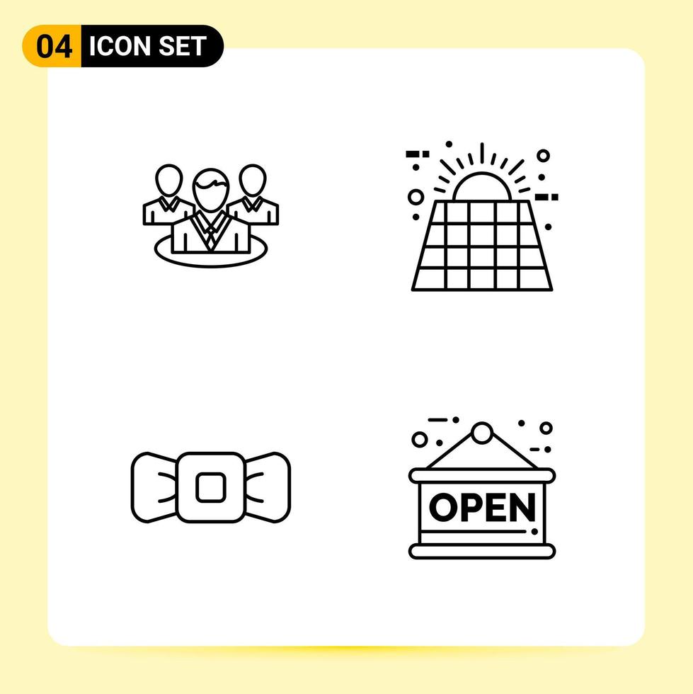 4 Creative Icons for Modern website design and responsive mobile apps. 4 Outline Symbols Signs on White Background. 4 Icon Pack. vector