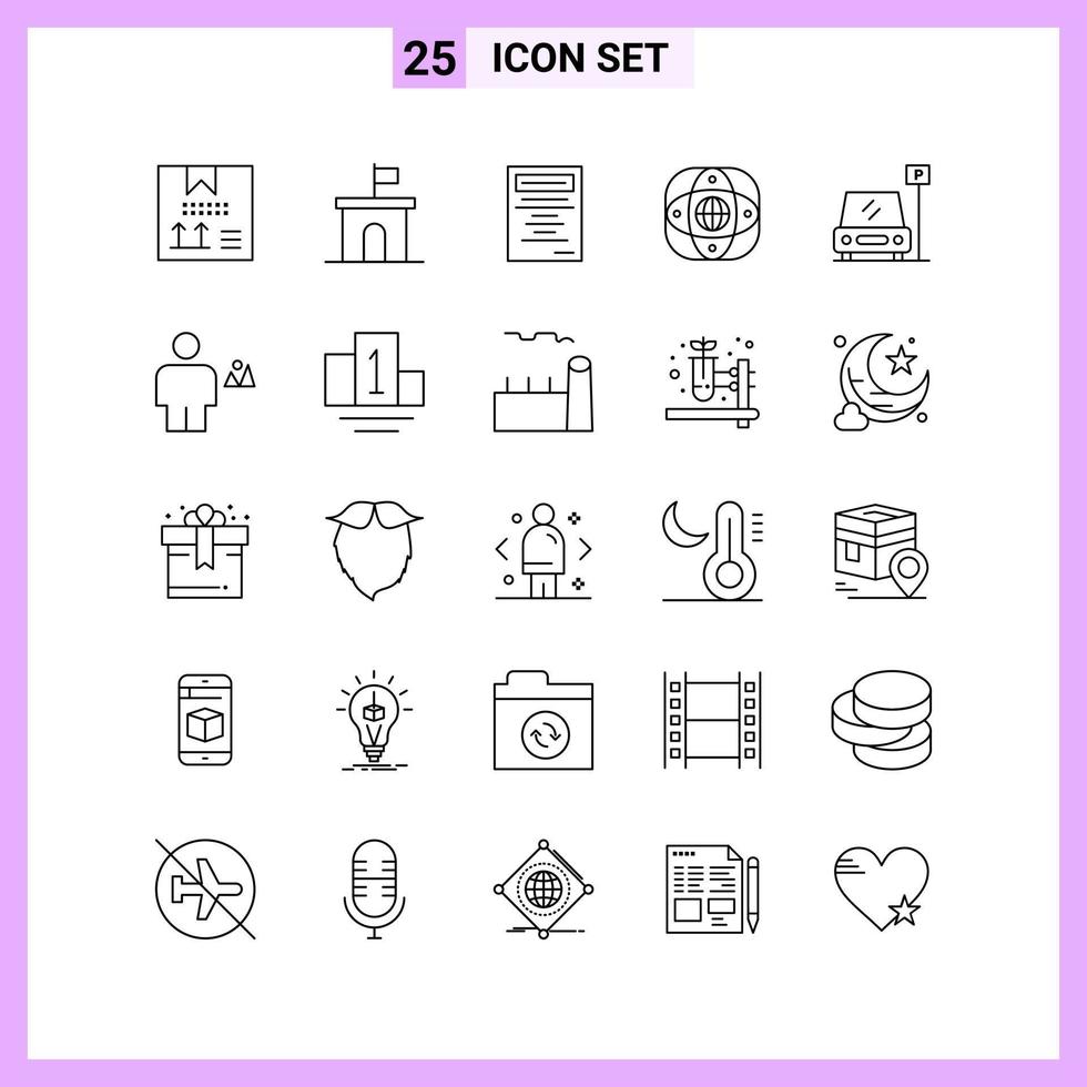 25 Icons in Line Style. Outline Symbols on White Background. Creative Vector Signs for Web mobile and Print.