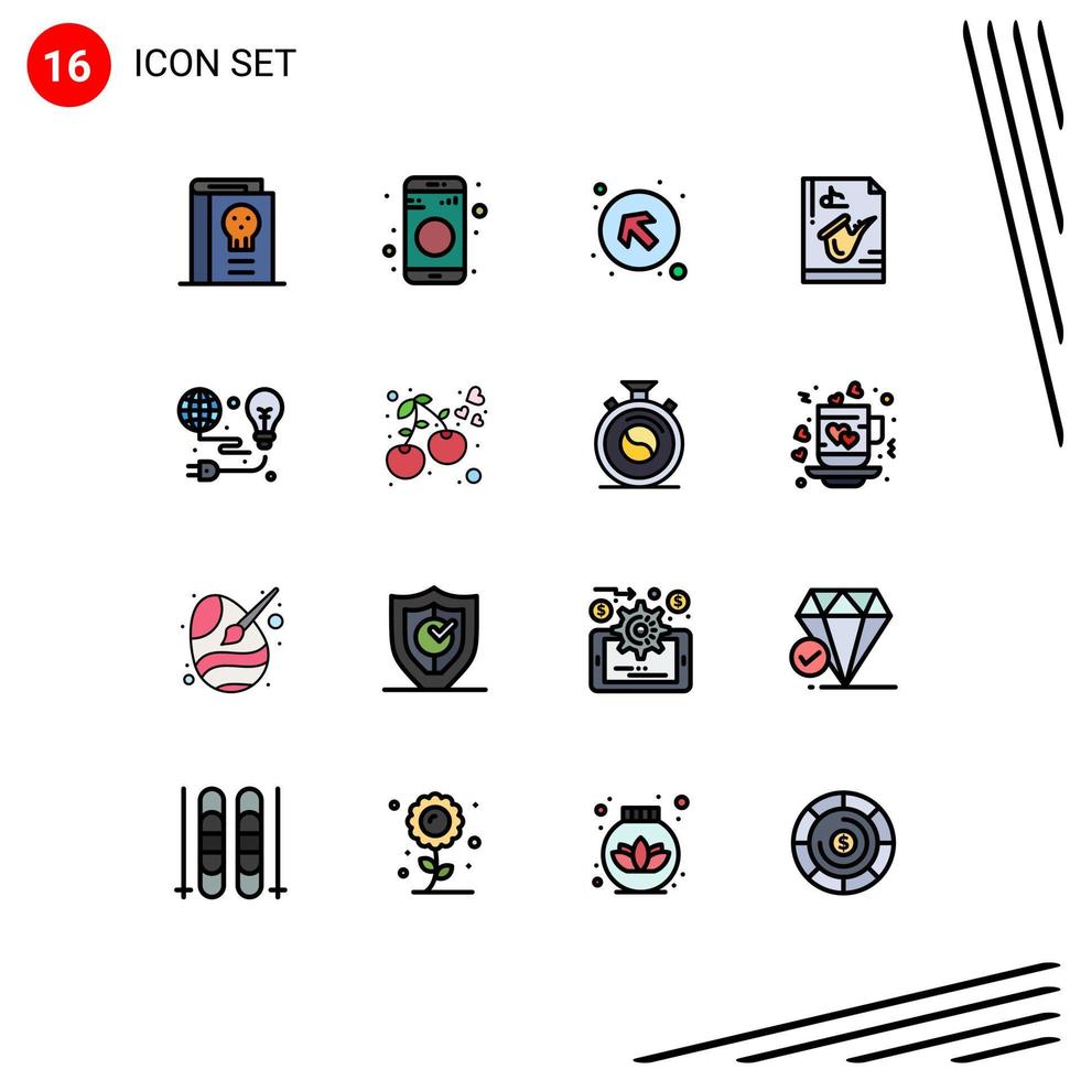 Set of 16 Modern UI Icons Symbols Signs for saxophone music sign instrument left up Editable Creative Vector Design Elements