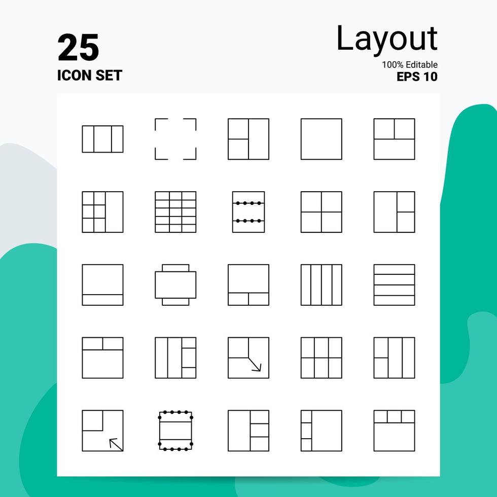 25 Layout Icon Set 100 Editable EPS 10 Files Business Logo Concept Ideas Line icon design vector