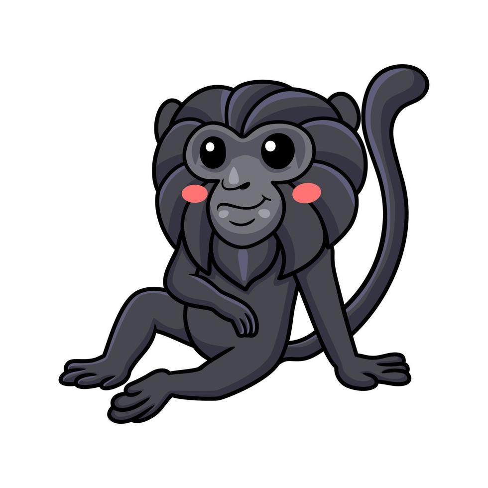 Cute goeldi's monkey cartoon sitting vector