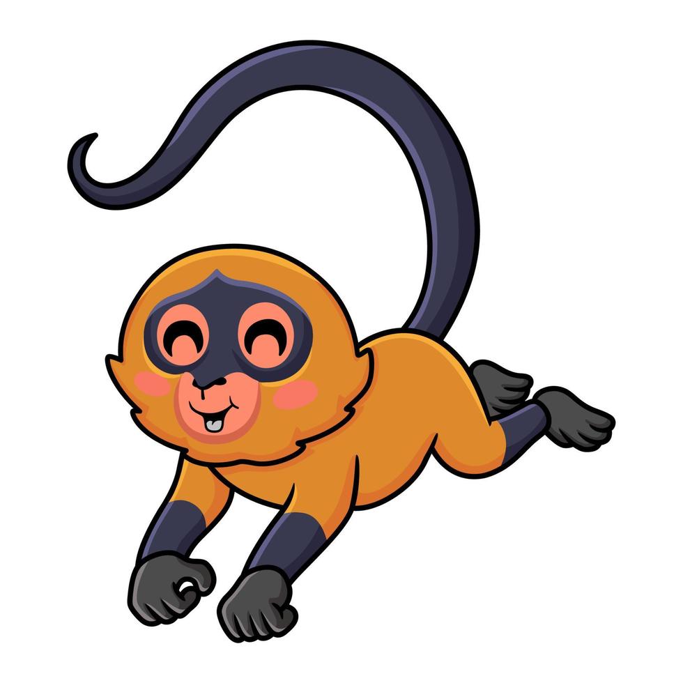 Cute spider monkey cartoon jumping vector