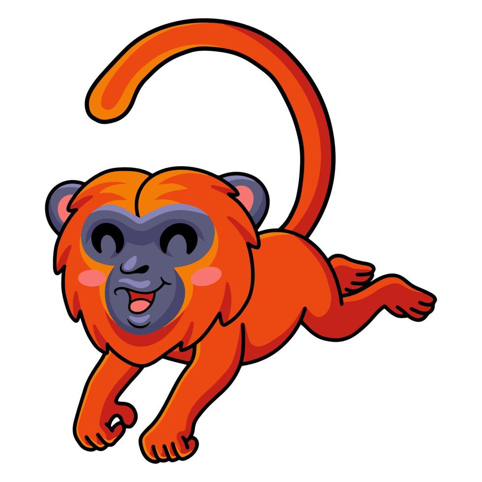 Cute red howler monkey cartoon jumping vector