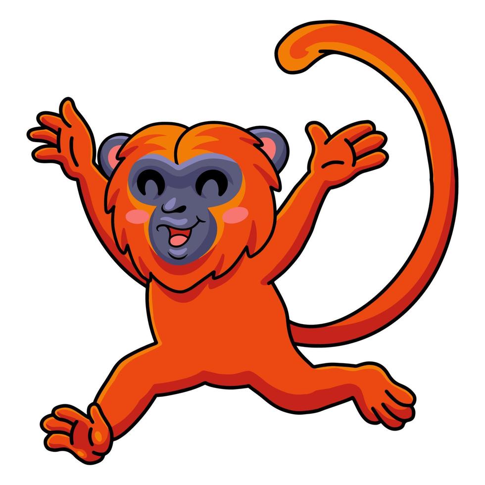 Cute red howler monkey cartoon running vector