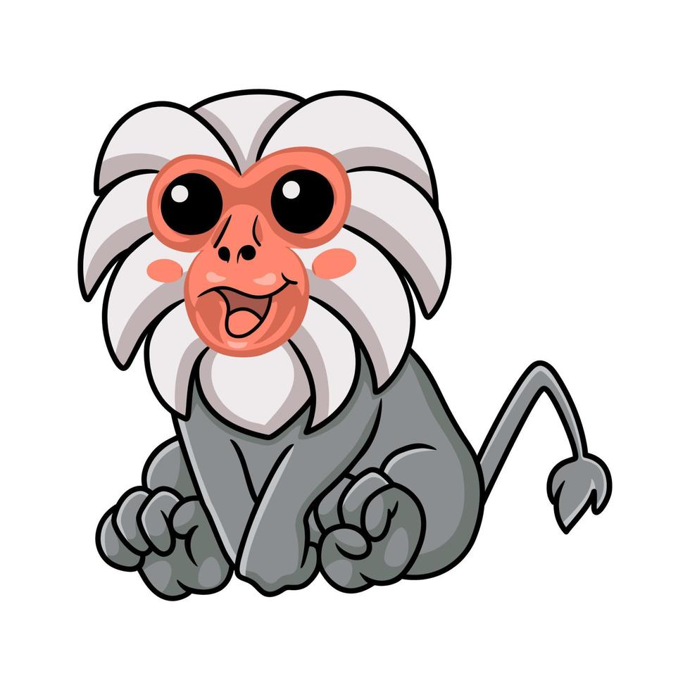 Cute little hamadryad monkey cartoon sitting vector